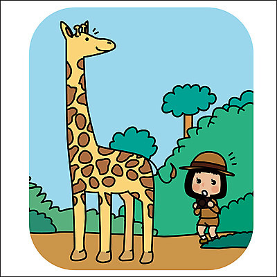 전신 나무 동물 한마리 여자 여행 일러스트 아프리카 한명 성인 야외 세계여행 기린 국내일러스트 AI파일 식물 1 나라 포유류 사람 세계 파일형식 벡터