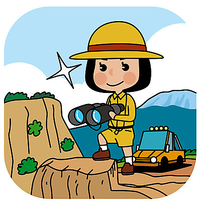 전신 여자 여행 일러스트 아프리카 자동차 산 한명 서기 성인 야외 망원경 절벽 탐험 세계여행 모험가 국내일러스트 AI파일 1 나라 육상교통 모션 사람 세계 파일형식 벡터