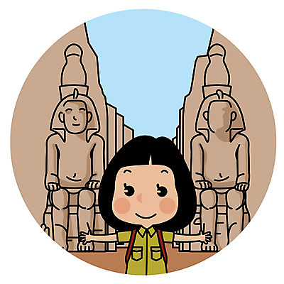 여자 여행 일러스트 아프리카 한명 상반신 성인 야외 관광지 세계여행 모험가 아부심벨 아부심벨신전 국내일러스트 AI파일 1 나라 신전 사람 세계 파일형식 벡터