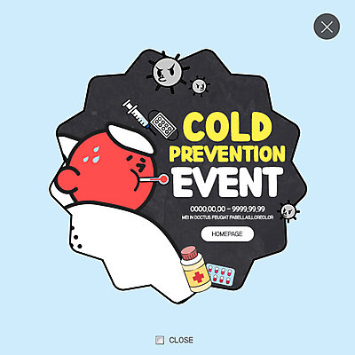 PSD 템플릿 웹템플릿 팝업 이벤트팝업 웹팝업 한명 사람 이벤트 약 바이러스 온도계 체온계 감기 예방 박테리아 고열 레이어팝업 이미지템플릿 1 의학 질병 온도 파일형식