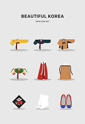 아이콘 한국전통 전통 사람없음 세트 치마 한복 저고리 자수 꽃신 버선 2D아이콘 AI파일 신발 하의 양말 전통소품 한국 전통의상 파일형식 벡터
