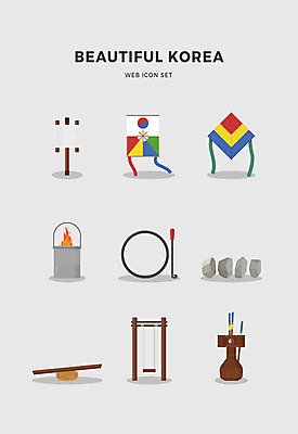 아이콘 한국전통 전통 사람없음 세트 연 그네 연날리기 널뛰기 굴렁쇠 쥐불놀이 비석치기 2D아이콘 AI파일 놀이 한국 놀이용품 전통놀이 파일형식 벡터