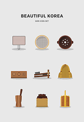 아이콘 한국전통 전통 틀 사람없음 세트 그릴 키_도구 절구 메주 다식 시루 2D아이콘 AI파일 주방용품 한국 도구 파일형식 벡터