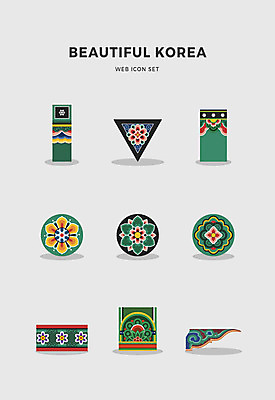 아이콘 한국전통 전통 단청문양 사람없음 세트 단청 2D아이콘 AI파일 문양 한국 파일형식 벡터