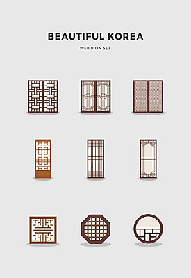 아이콘 한국전통 전통 창문 사람없음 세트 전통문양 문 문살 창틀 2D아이콘 AI파일 문양 한국 파일형식 벡터