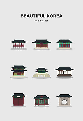 아이콘 한국전통 전통 사람없음 세트 문 경복궁 창덕궁 덕수궁 운현궁 창경궁 2D아이콘 AI파일 한국 궁전 파일형식 벡터
