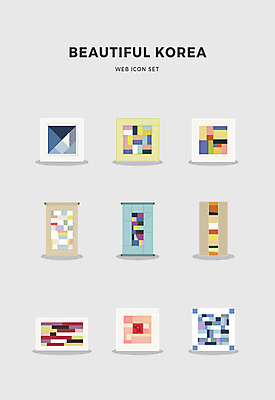 아이콘 한국전통 전통 사람없음 세트 커튼 손수건 조각보 2D아이콘 AI파일 한국 보자기_천 파일형식 벡터