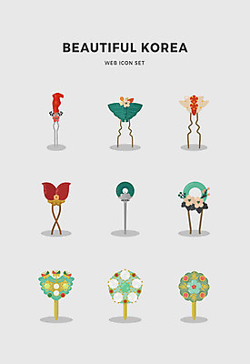 아이콘 한국전통 전통 나비 사람없음 세트 머리장식 2D아이콘 AI파일 곤충 한국 장식 파일형식 벡터