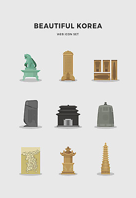아이콘 한국전통 전통 지도 사람없음 세트 석탑 국보 대동여지도 분황사석탑 성덕대왕신종 왕릉 향로 2D아이콘 AI파일 한국 탑 문화재 종 경주_경상북도 파일형식 벡터