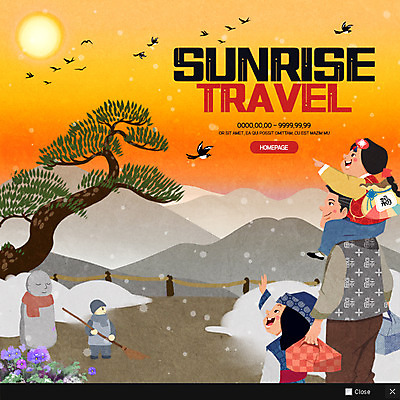 PSD 템플릿 여자 남자 어린이 웹템플릿 새해 팝업 이벤트팝업 웹팝업 이벤트 여러명 성인 태양 일출 가리킴 한복 동자승 이미지템플릿 자연요소 한국전통 다수 사람 손짓 노을 전통의상 승려 파일형식