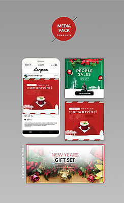 PSD 템플릿 웹템플릿 크리스마스장식 크리스마스 디자인시안 모바일 사람없음 빨간색 초록색 세트 홈페이지 크리스마스트리 장식볼 컵케이크 소셜네트워크 미디어팩 SNS배너 이미지템플릿 기념일 컬러 장식 케이크 파일형식