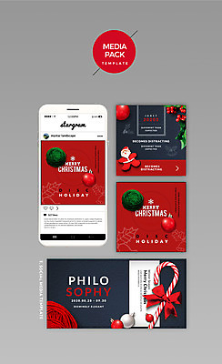 PSD 템플릿 웹템플릿 크리스마스 디자인시안 모바일 사람없음 빨간색 세트 홈페이지 산타클로스 장식볼 털실 소셜네트워크 지팡이사탕 미디어팩 SNS배너 이미지템플릿 기념일 컬러 사탕 장식 실 파일형식