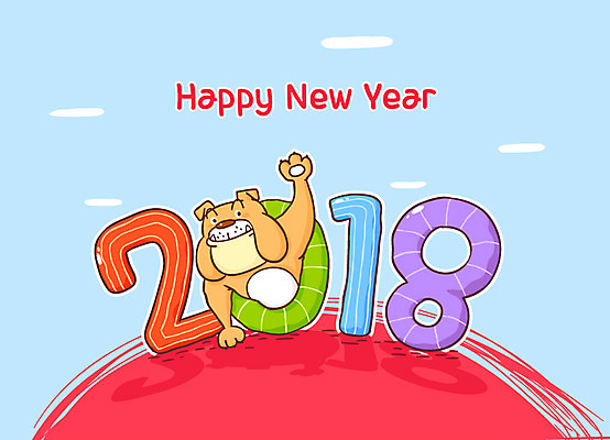 구름 한마리 일러스트 하늘 새로움 새해 사람없음 태양 강아지 해피뉴이어 2018년 무술년 국내일러스트 AI파일 자연요소 1 컨셉 반려동물 새해인사 개 연도 파일형식 벡터