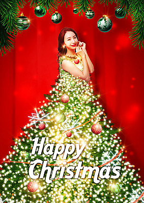 PSD 편집이미지 여자 크리스마스 한명 미소 20대 성인 크리스마스트리 장식볼 한국인 성인여자한명만 이미지편집 1 기념일 표정 사람 동양인 청년 장식 여자한명만 성인여자만 파일형식