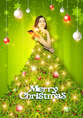 PSD 편집이미지 여자 크리스마스 한명 미소 20대 성인 크리스마스트리 장식볼 한국인 별장식 성인여자한명만 이미지편집 1 기념일 별 표정 사람 동양인 청년 장식 여자한명만 성인여자만 파일형식