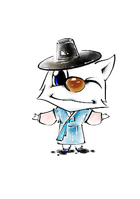 PSD 한마리 일러스트 캘리그라피 새해 사람없음 개띠 강아지 한복 번짐 개캐릭터 2018년 무술년 국내일러스트 갓모자 모자_잡화 1 한국전통 동물캐릭터 전통소품 반려동물 십이지신 개 전통의상 연도 파일형식 효과