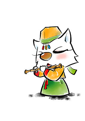 PSD 한마리 일러스트 캘리그라피 새해 사람없음 개띠 강아지 한복 피리 번짐 개캐릭터 2018년 무술년 국내일러스트 1 한국전통 동물캐릭터 반려동물 십이지신 개 전통의상 목관악기 연도 파일형식 효과