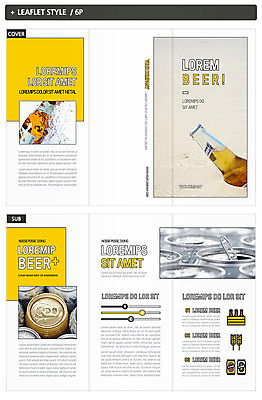 템플릿 표지디자인 표지 ZIP 내지 리플렛 3단접지 그래프 맥주 팜플렛 사람없음 보리 맥주병 캔맥주 인디자인 INDD 이미지템플릿 술병 곡류 주류 캔 파일형식