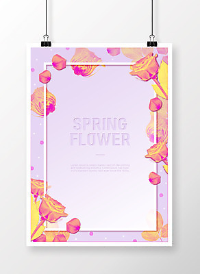 PSD 편집이미지 꽃 포스터 프레임 집게 사람없음 장미 봄 꽃프레임 이미지편집 식물 계절 파일형식