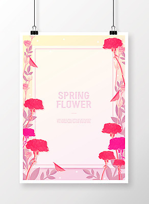 PSD 편집이미지 꽃 포스터 나뭇잎 프레임 집게 사람없음 봄 카네이션 꽃프레임 이미지편집 식물 계절 잎 파일형식