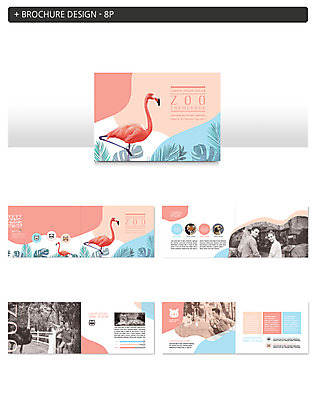 서양인 외국인 템플릿 커플 여자 남자 ZIP 데이트 동물원 팜플렛 여러명 20대 성인 플라밍고 타조 성인만 인디자인 INDD 트로피컬아트 이미지템플릿 다수 관계 조류 사람 인종 청년 그림 파일형식