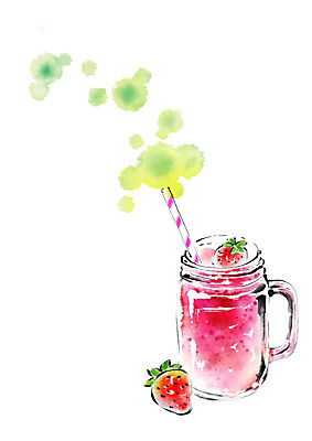 PSD 음료 음식 일러스트 캘리그라피 딸기 잔 빨대 사람없음 딸기주스 국내일러스트 식기 과일 과일주스 파일형식