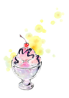 PSD 그릇 음식 일러스트 캘리그라피 아이스크림 사람없음 체리 국내일러스트 식기 과일 디저트 파일형식