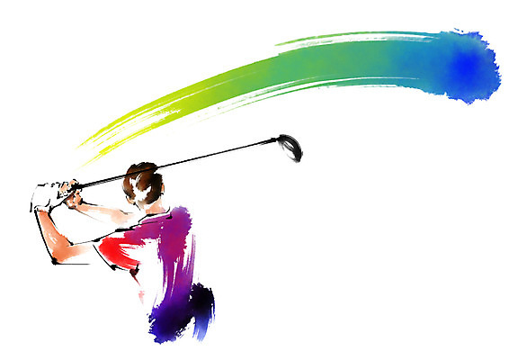 PSD 남자 골프 일러스트 캘리그라피 붓터치 한명 들기 상반신 성인 운동 골프채 스윙 국내일러스트 1 포즈 모션 골프용품 건강 사람 구기 파일형식