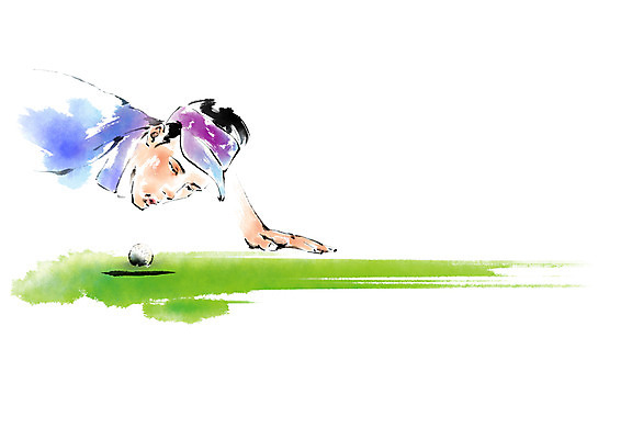 PSD 남자 골프 일러스트 캘리그라피 붓터치 골프공 한명 상반신 성인 운동 구멍 국내일러스트 1 공 골프용품 건강 사람 구기 파일형식