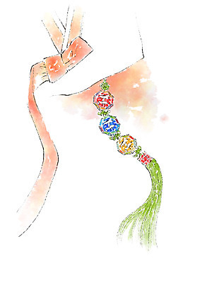 PSD 한국문화 한국전통 여자 일러스트 캘리그라피 전통소품 한명 한복 노리개 저고리 옷고름 국내일러스트 1 동양문화 전통 한국 사람 전통의상 오브젝트 파일형식