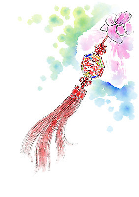 PSD 한국문화 한국전통 일러스트 캘리그라피 전통소품 선물 사람없음 보자기 노리개 국내일러스트 동양문화 전통 한국 오브젝트 파일형식 천_직물