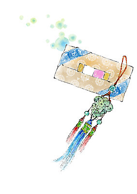 PSD 한국문화 한국전통 일러스트 캘리그라피 봉투 전통소품 선물 사람없음 노리개 국내일러스트 동양문화 전통 한국 오브젝트 파일형식