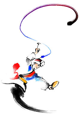 PSD 한국문화 한국전통 남자 일러스트 캘리그라피 붓터치 한명 상반신 성인 한복 풍물놀이 사물놀이 소고 상모 상모돌리기 국내일러스트 1 동양문화 전통 타악기 한국 국악기 국악 사람 전통놀이 전통의상 전통공연 파일형식