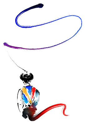 PSD 한국문화 한국전통 남자 일러스트 캘리그라피 붓터치 한명 상반신 성인 한복 풍물놀이 사물놀이 상모 상모돌리기 국내일러스트 1 동양문화 전통 한국 국악 사람 전통놀이 전통의상 전통공연 파일형식