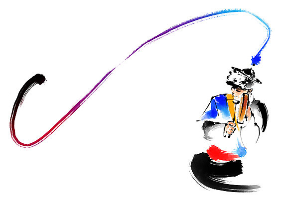 PSD 한국문화 한국전통 남자 일러스트 캘리그라피 붓터치 한명 상반신 성인 한복 풍물놀이 사물놀이 꽹과리 상모 꽹과리채 상모돌리기 국내일러스트 1 동양문화 전통 타악기 한국 국악기 국악 사람 전통놀이 전통의상 전통공연 파일형식