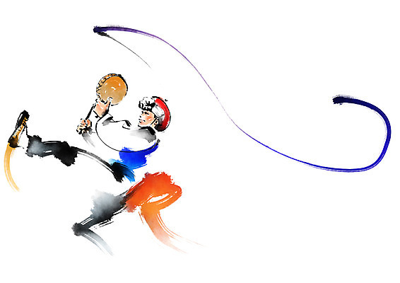 PSD 한국문화 한국전통 남자 일러스트 캘리그라피 붓터치 한명 성인 한복 풍물놀이 사물놀이 소고 상모 상모돌리기 국내일러스트 1 동양문화 전통 타악기 한국 국악기 국악 사람 전통놀이 전통의상 전통공연 파일형식