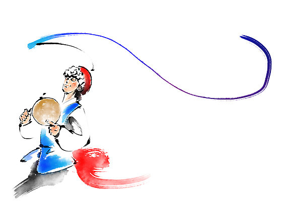 PSD 한국문화 한국전통 남자 일러스트 캘리그라피 붓터치 한명 상반신 성인 한복 풍물놀이 사물놀이 소고 상모 상모돌리기 국내일러스트 1 동양문화 전통 타악기 한국 국악기 국악 사람 전통놀이 전통의상 전통공연 파일형식