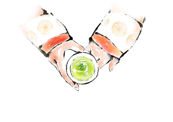 PSD 한국문화 한국전통 손 여자 명절 일러스트 캘리그라피 한명 들기 찻잔 다기 다도 한복 녹차 국내일러스트 1 동양문화 전통 기념일 모션 잔 한국 사람 신체부위 차_음료 예절 전통의상 파일형식