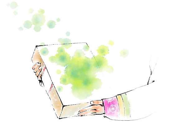 PSD 한국문화 한국전통 손 여자 명절 일러스트 캘리그라피 한명 들기 선물상자 한복 국내일러스트 1 동양문화 전통 기념일 모션 한국 선물 사람 신체부위 상자 전통의상 파일형식