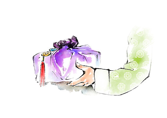 PSD 한국문화 한국전통 손 여자 명절 일러스트 캘리그라피 선물 한명 들기 보자기 한복 노리개 국내일러스트 1 동양문화 전통 기념일 모션 전통소품 한국 사람 신체부위 전통의상 파일형식 천_직물