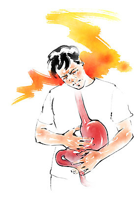 PSD 남자 일러스트 캘리그라피 건강 한명 상반신 성인 건강관리 고통 질병 위장 속쓰림 위장질환 국내일러스트 1 감정 의학 관리 사람 장기_의학 파일형식