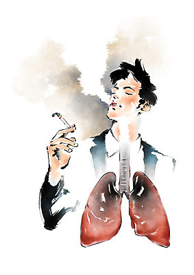 PSD 남자 일러스트 캘리그라피 흡연 담배 건강 한명 상반신 성인 건강관리 허파 질병 금연 폐암 국내일러스트 1 캠페인 의학 관리 사람 호흡기관 사회이슈 암 파일형식