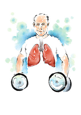 PSD 노년 남자 일러스트 캘리그라피 건강 한명 상반신 성인 운동 건강관리 아령 허파 질병 국내일러스트 1 의학 관리 사람 호흡기관 파일형식