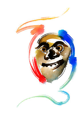 PSD 한국문화 한국전통 일러스트 캘리그라피 붓터치 전통소품 가면 사람없음 국내일러스트 동양문화 전통 한국 오브젝트 파일형식