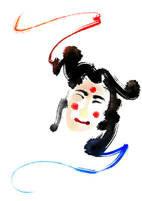 PSD 한국문화 한국전통 일러스트 캘리그라피 붓터치 전통소품 가면 사람없음 각시탈 연지곤지 국내일러스트 동양문화 전통 한국 오브젝트 탈 파일형식