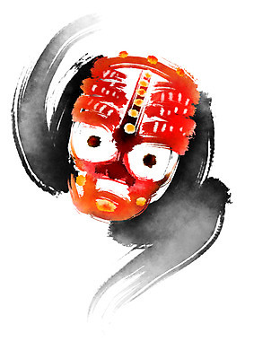 PSD 한국문화 한국전통 일러스트 캘리그라피 붓터치 전통소품 가면 사람없음 국내일러스트 동양문화 전통 한국 오브젝트 파일형식