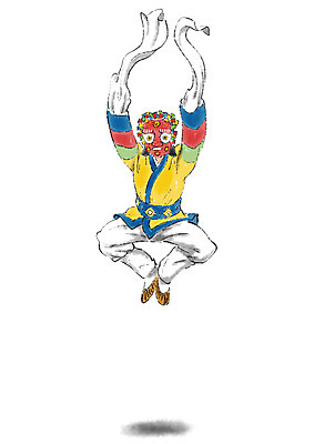 전신 PSD 한국문화 한국전통 남자 일러스트 캘리그라피 가면 한명 성인 점프 한복 전통공연 탈춤 가면극 국내일러스트 1 동양문화 전통 모션 한국 사람 공연 전통의상 전통무용 연극 파일형식