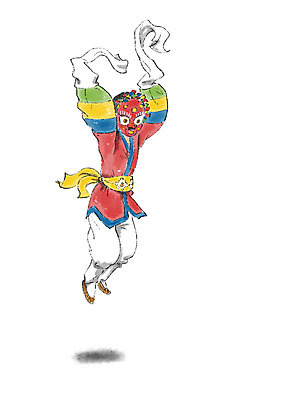 전신 PSD 한국문화 한국전통 남자 일러스트 캘리그라피 가면 한명 성인 점프 한복 전통공연 탈춤 가면극 국내일러스트 1 동양문화 전통 모션 한국 사람 공연 전통의상 전통무용 연극 파일형식