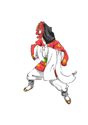 전신 PSD 한국문화 한국전통 남자 일러스트 캘리그라피 가면 한명 서기 성인 한복 전통공연 탈춤 가면극 국내일러스트 1 동양문화 전통 모션 한국 사람 공연 전통의상 전통무용 연극 파일형식