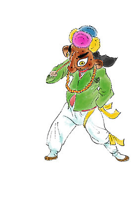 전신 PSD 한국문화 한국전통 남자 일러스트 캘리그라피 가면 한명 서기 성인 한복 전통공연 탈춤 가면극 국내일러스트 1 동양문화 전통 모션 한국 사람 공연 전통의상 전통무용 연극 파일형식